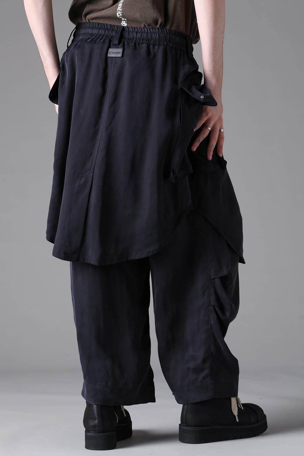 Satin Wrap Skirt Wide Pants