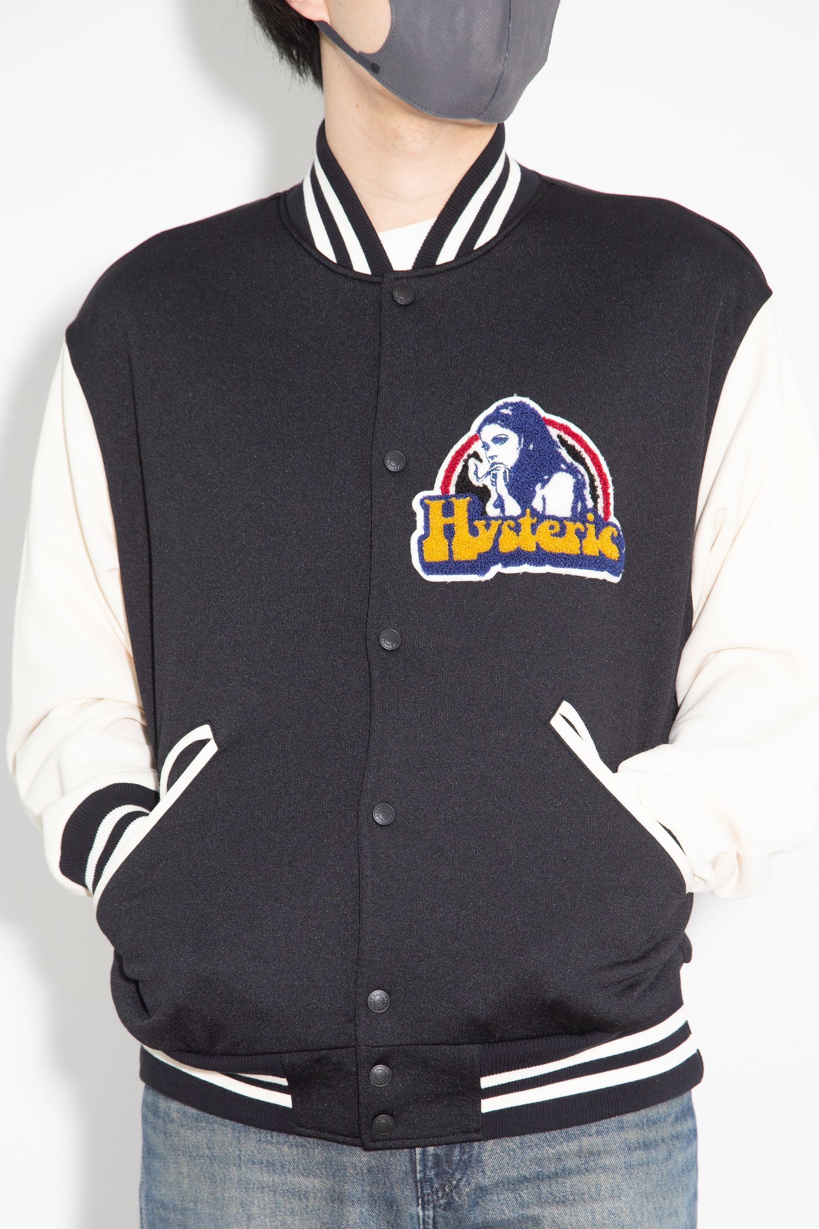 SMOKING GIRLワッペン スタジャン / ブラック