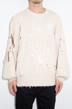 CABLE DAMAGE KNIT / アイボリー