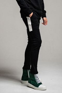 [ラスト1点 サイズ3] 【人気継続商品】 Velours fleece SLASH LINE PT / ブラック