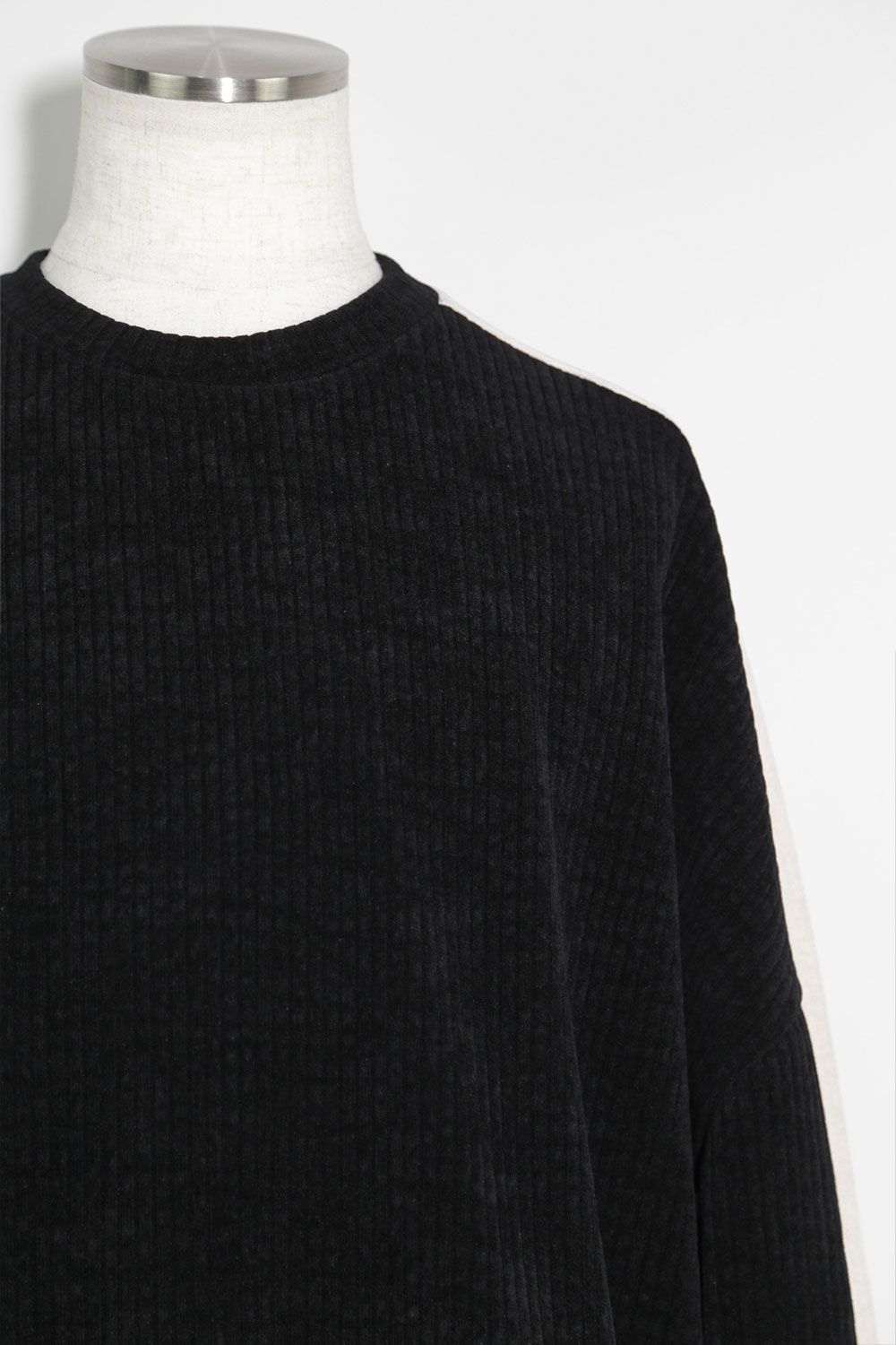 モーデュロイニットトップ / Morduroy Knit Top / ブラック×アイボリー / ag-10091