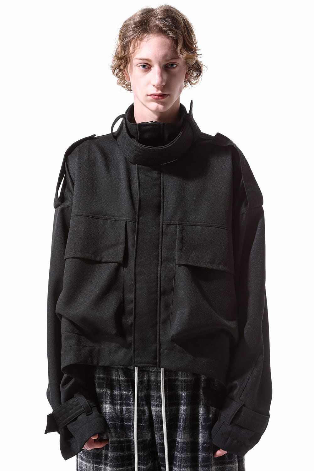 ツイルミリタリーブルゾン / Twill Cropped Military Blouson / ブラック / ag-10026-1