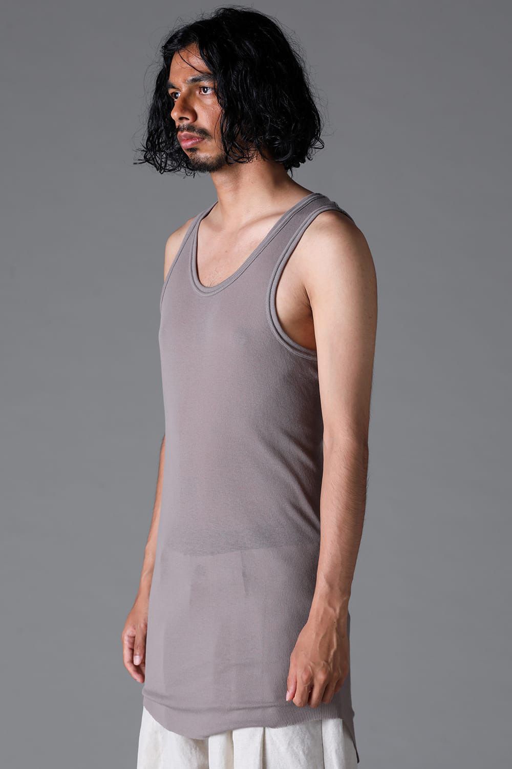 ラウンドリブタンクトップ / RIB TANK / グレージュ / ag-1924-1