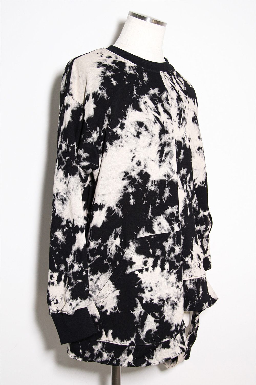 アシンメトリークルーネック / ASYMMETRY CREW NECK / ブラック×アイボリー / ag-12081-1