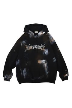 Black Metal Logo Hand Painted Pullover Hoodie / ブラック