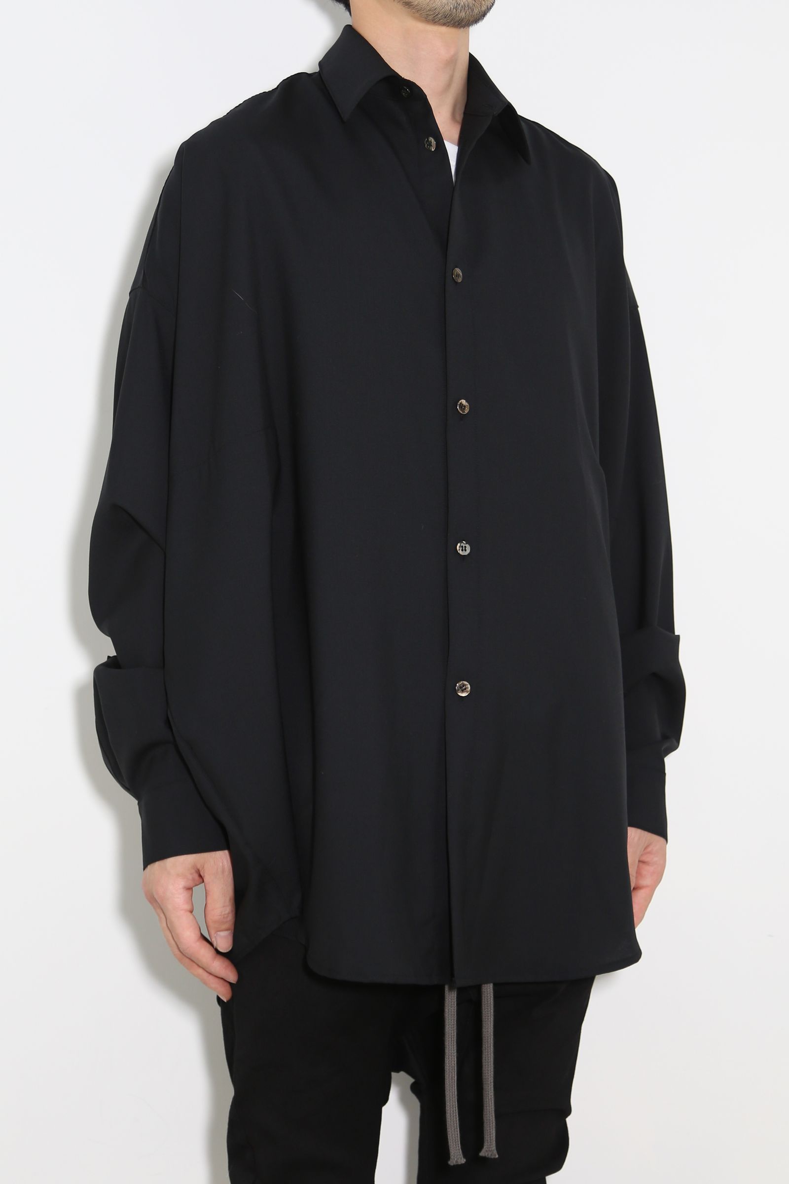 トロピカルウールコクーンシャツ / TROPICAL WOOL COCOON SHIRTS / ブラック