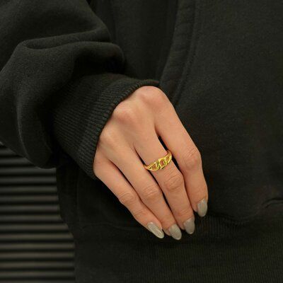 Curb Chain Ring-S/ ゴールド