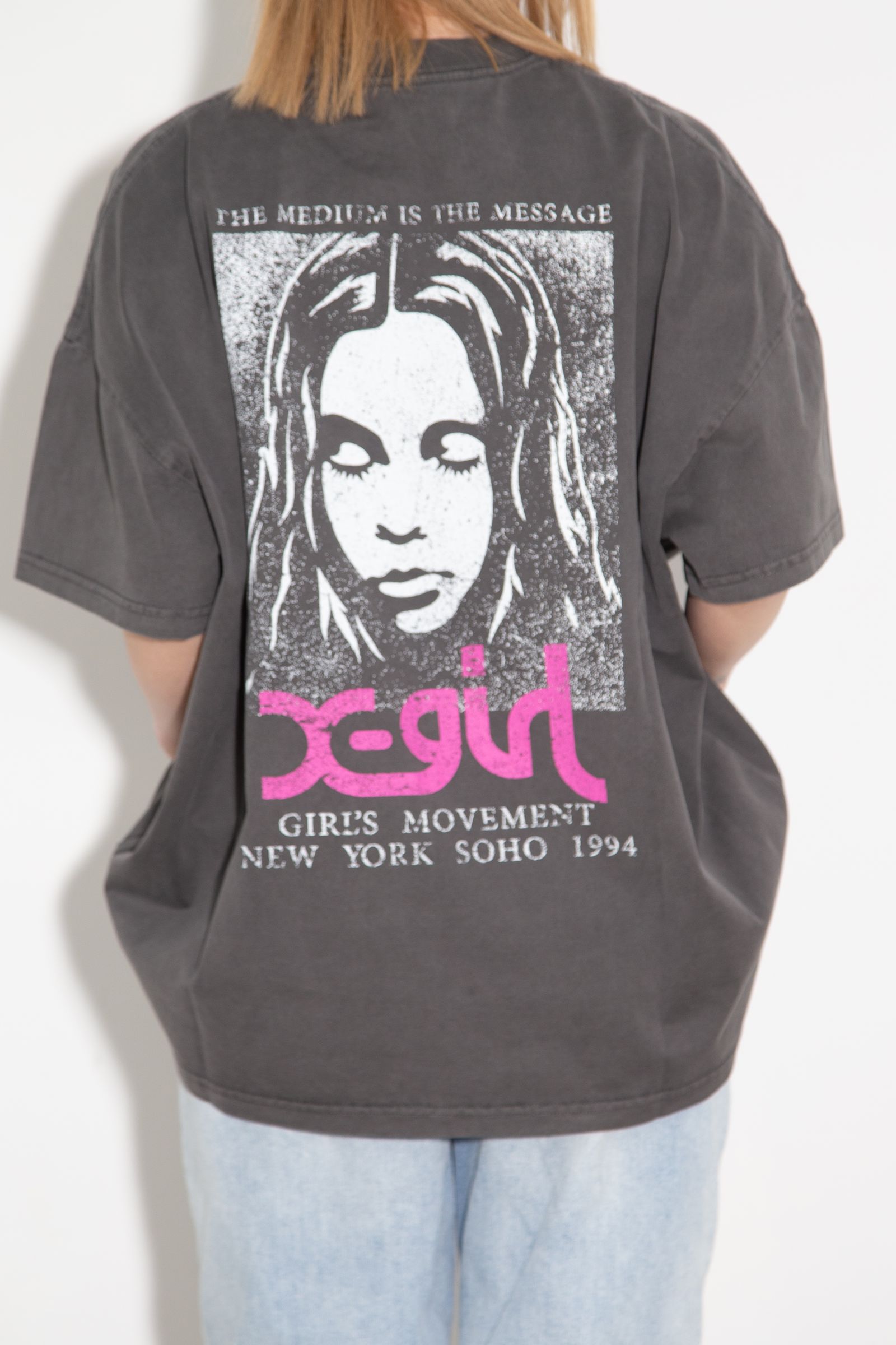 FADED FACE S/S BIG TEE DRESS / ブラック