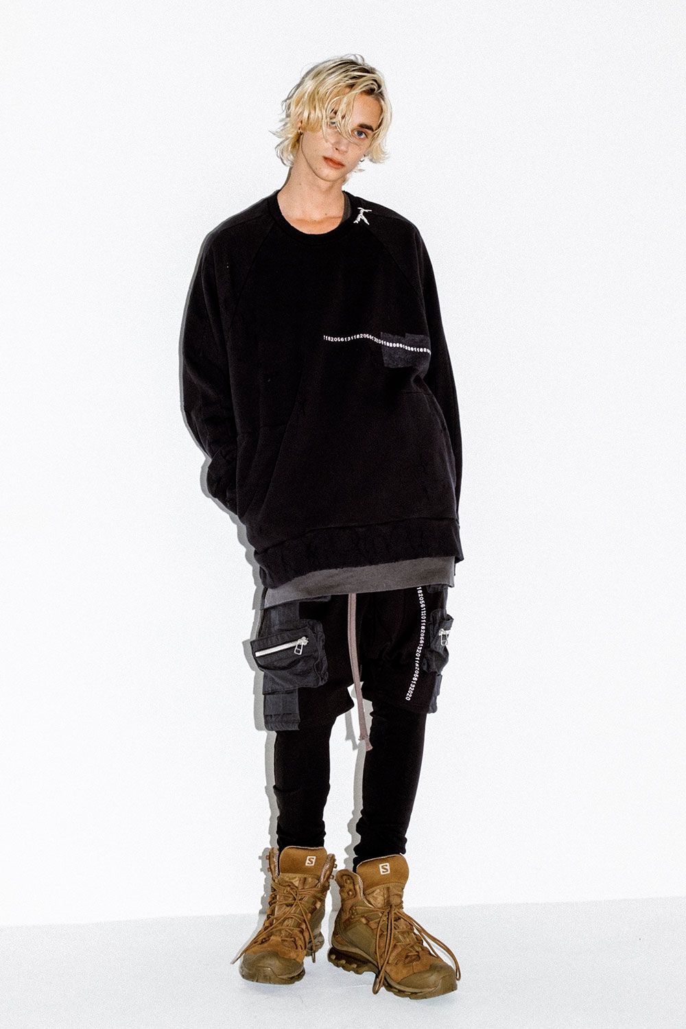 Damage Sweat Over Sized Pullover / ブラック