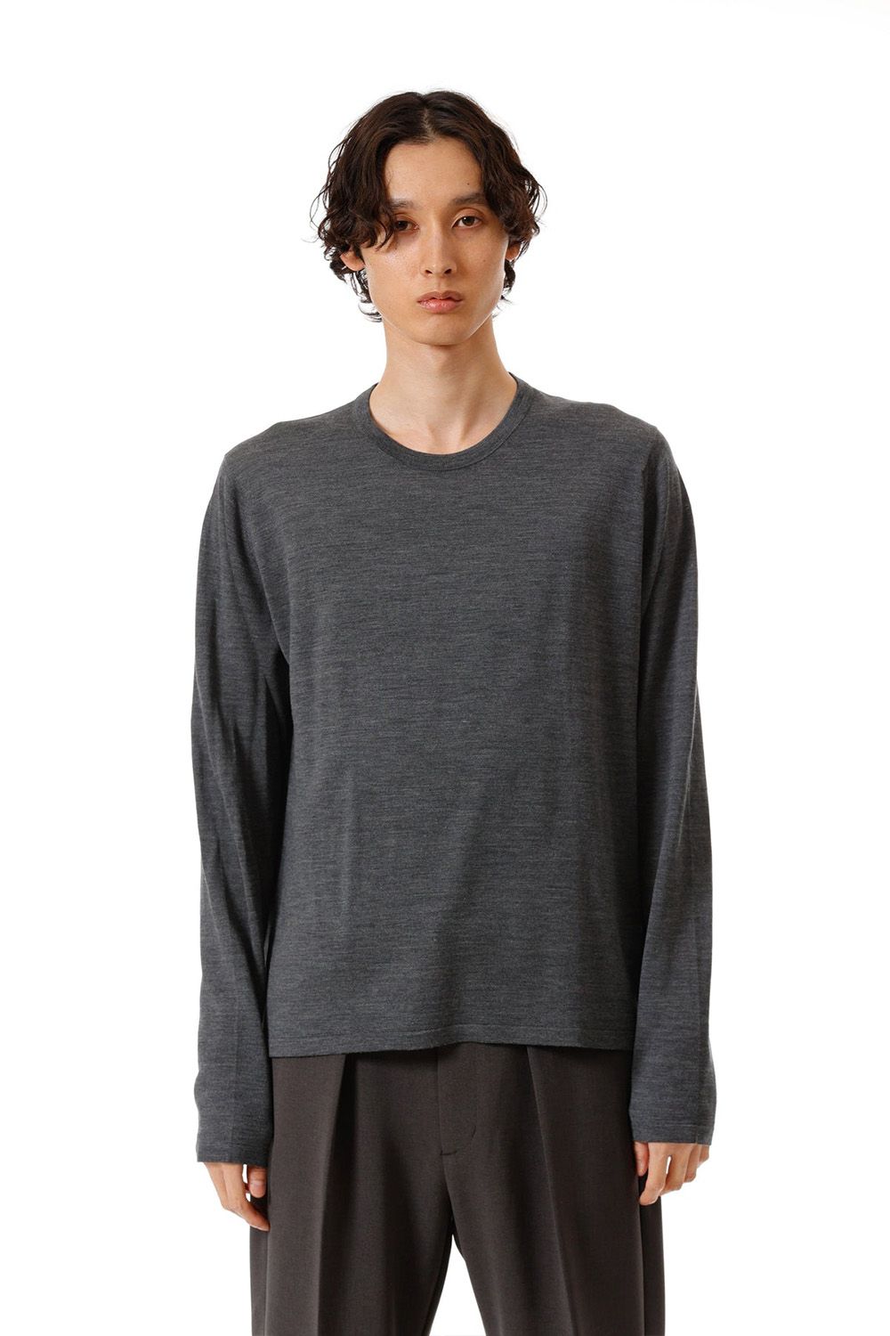 × JOHN SMEDLEY MERINO EXTRAFINE WELTED CREW NECK L/S / ダークグレー
