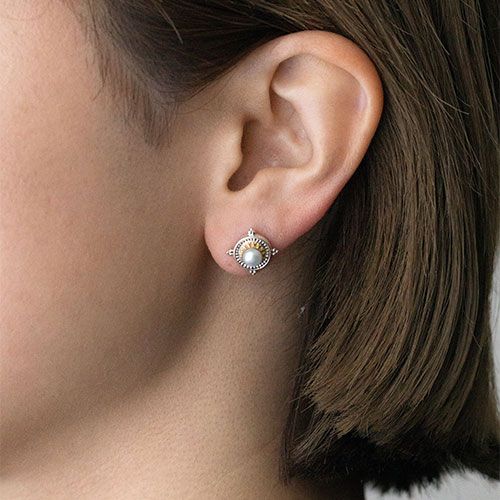 Cyclades Small Stud Round Earrings（Pearl） / GA005