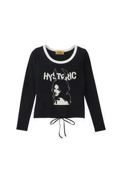 [ラスト1点] BUNNY GIRLレースアップ チビTシャツ / ブラック