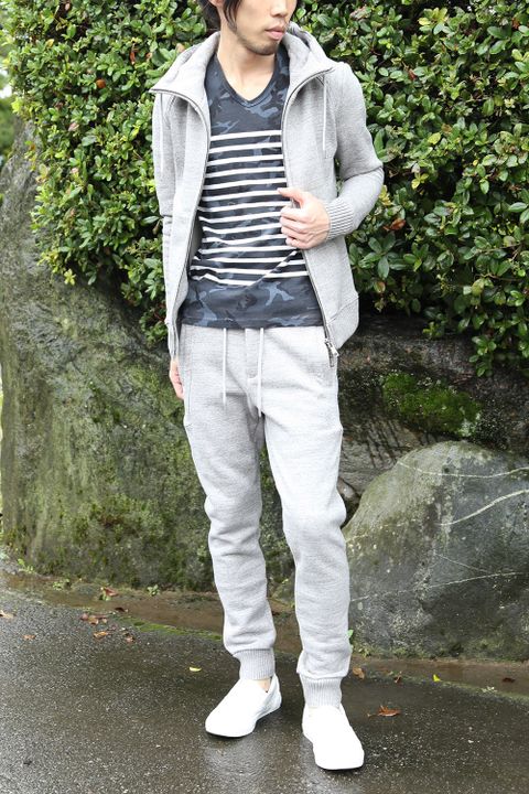 AKM 16AW STYLE -NECK ZIP PARKA +SOLID EASY RIB-