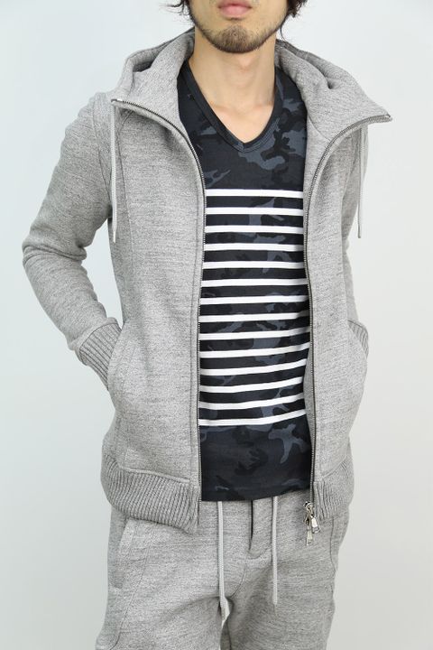AKM 16AW STYLE -NECK ZIP PARKA +SOLID EASY RIB-