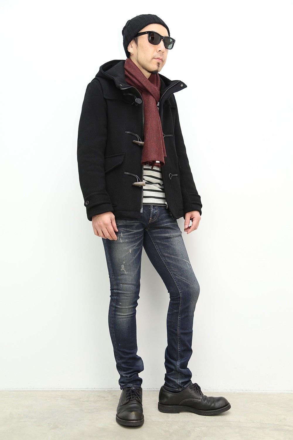LOUNGE LIZARD のダッフルコート を使用したスタイリング