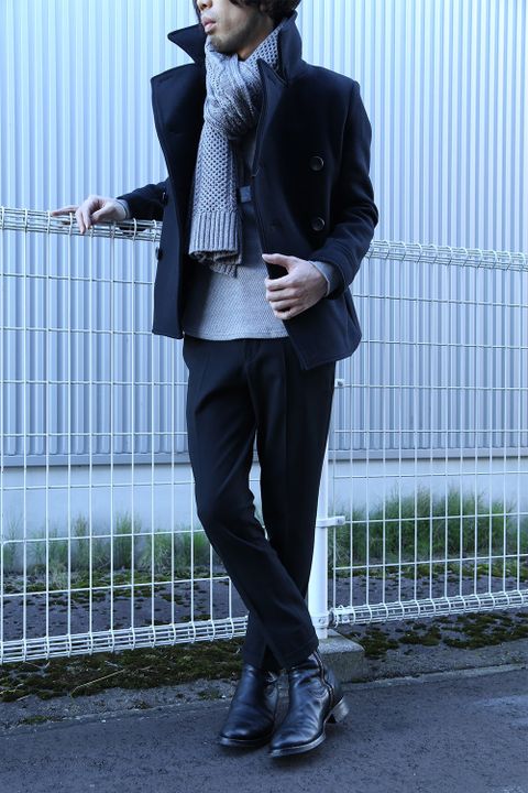 LOUNGE LIZARD -SUPER100's 1/8 MELTON Pコート-