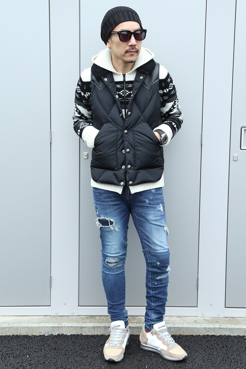 AKM × ROCKY MOUNTAIN DIA STITCH CONCHO VEST スタイル