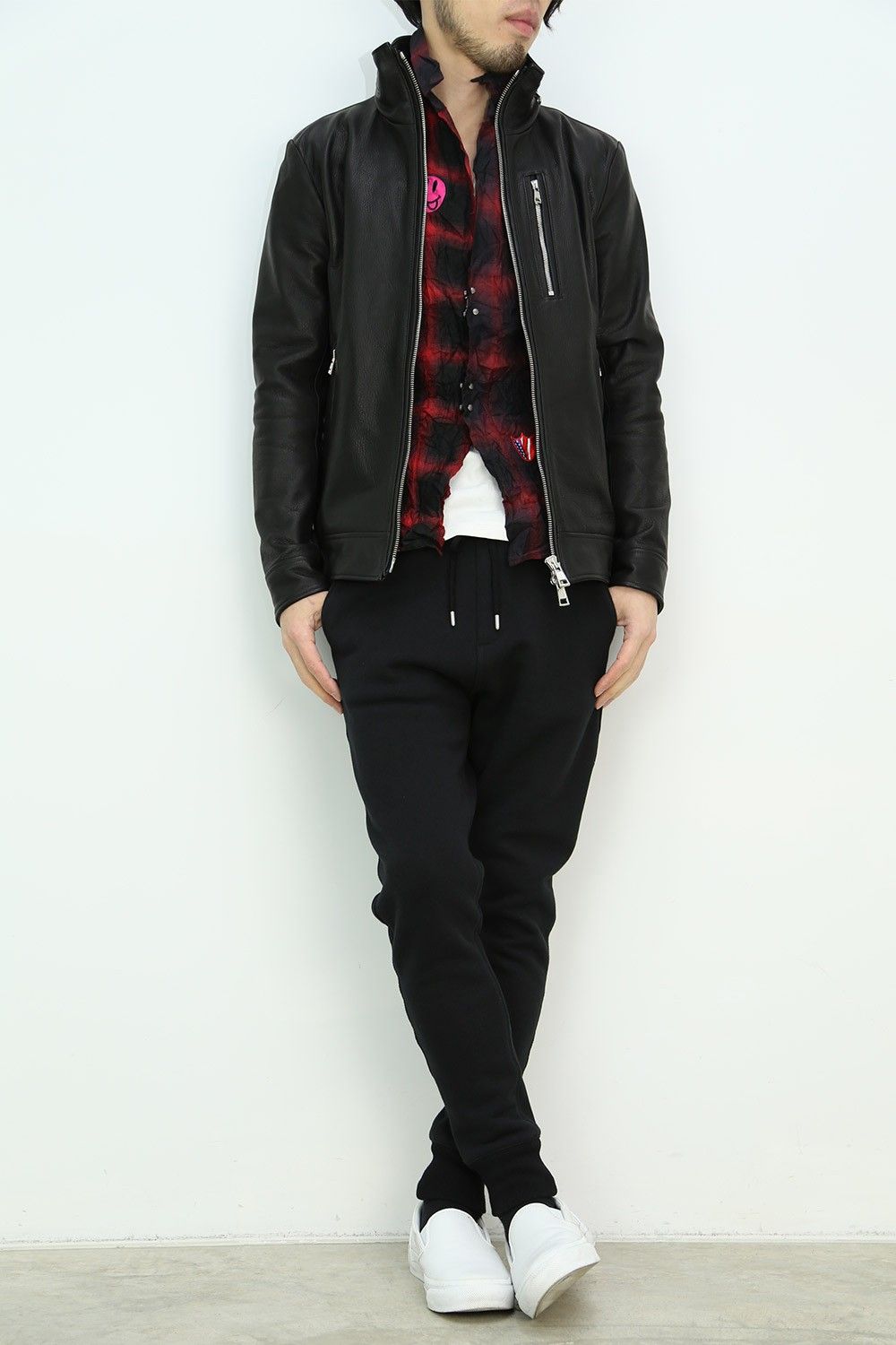 AKM x daboro  -CRAZY CHECK HOOK SHIRT- RED