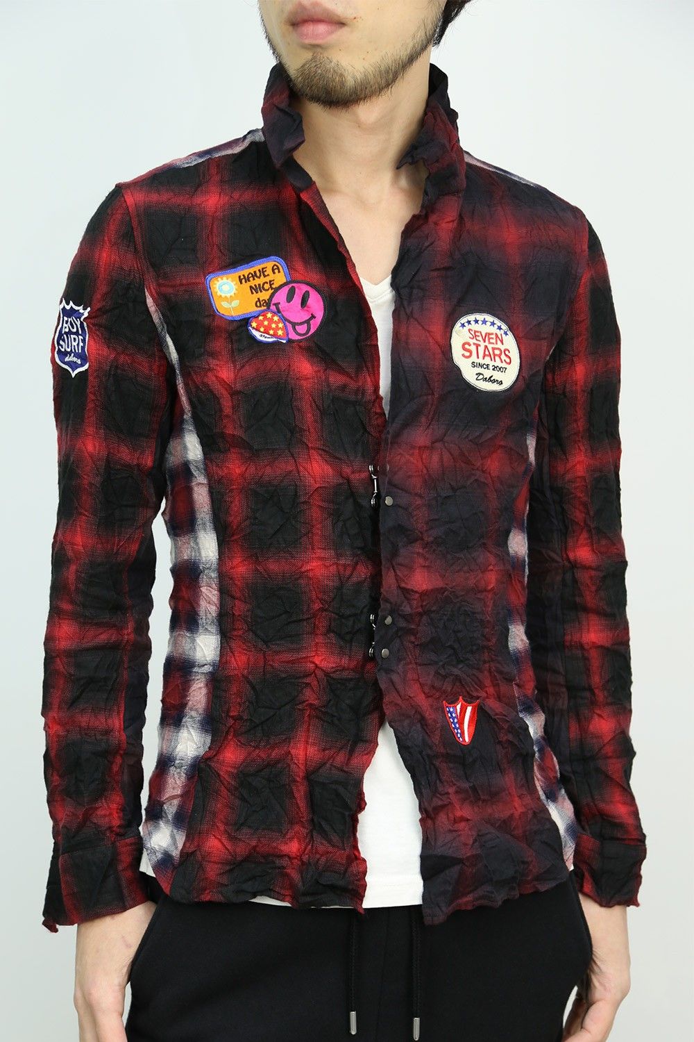 AKM x daboro  -CRAZY CHECK HOOK SHIRT- RED