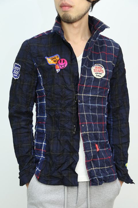 AKM x daboro -CRAZY CHECK HOOK SHIRT- NVY