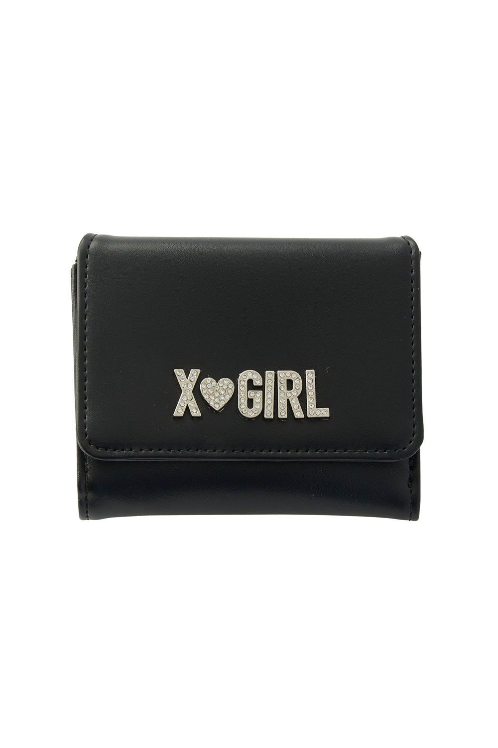 大人気 X-girl RHINESTONE LABEL MINI WALLET プレゼントに最適 X-girl 財布 RHINESTONE LABEL MINI WALLET レディース