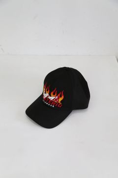 FLAME WOMAN刺繍 キャップ / ブラック
