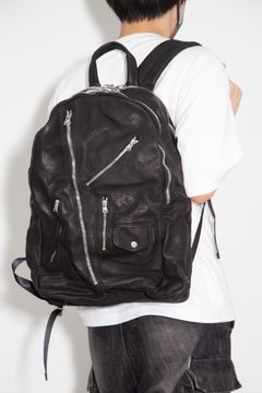 JAPAN CALF GARMENT-WASH RIDERS BACKPACK / ブラック