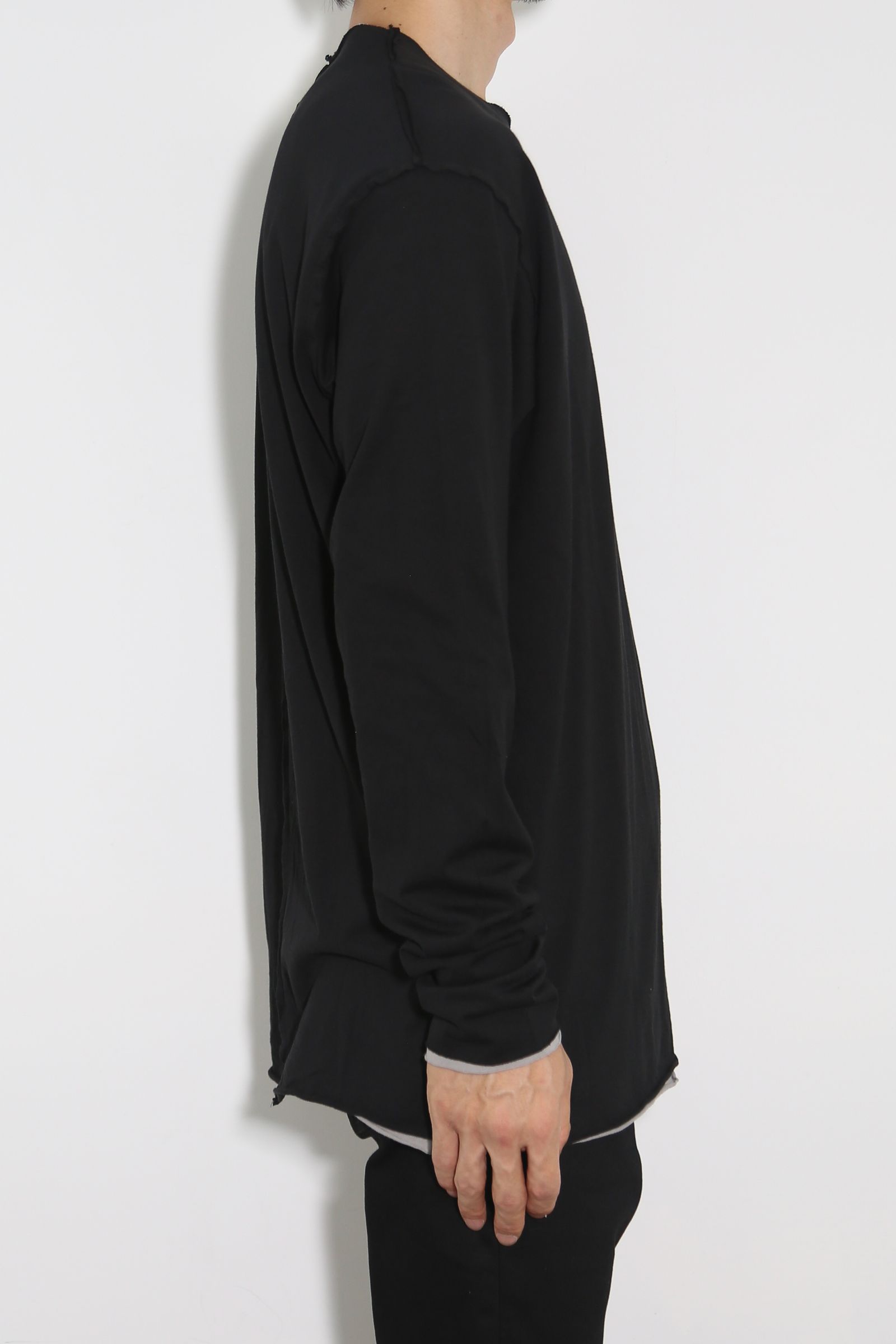 ATTACHMENT - 80/2 PIMA CO JERSEY LAYERED L/S TEE / ブラック