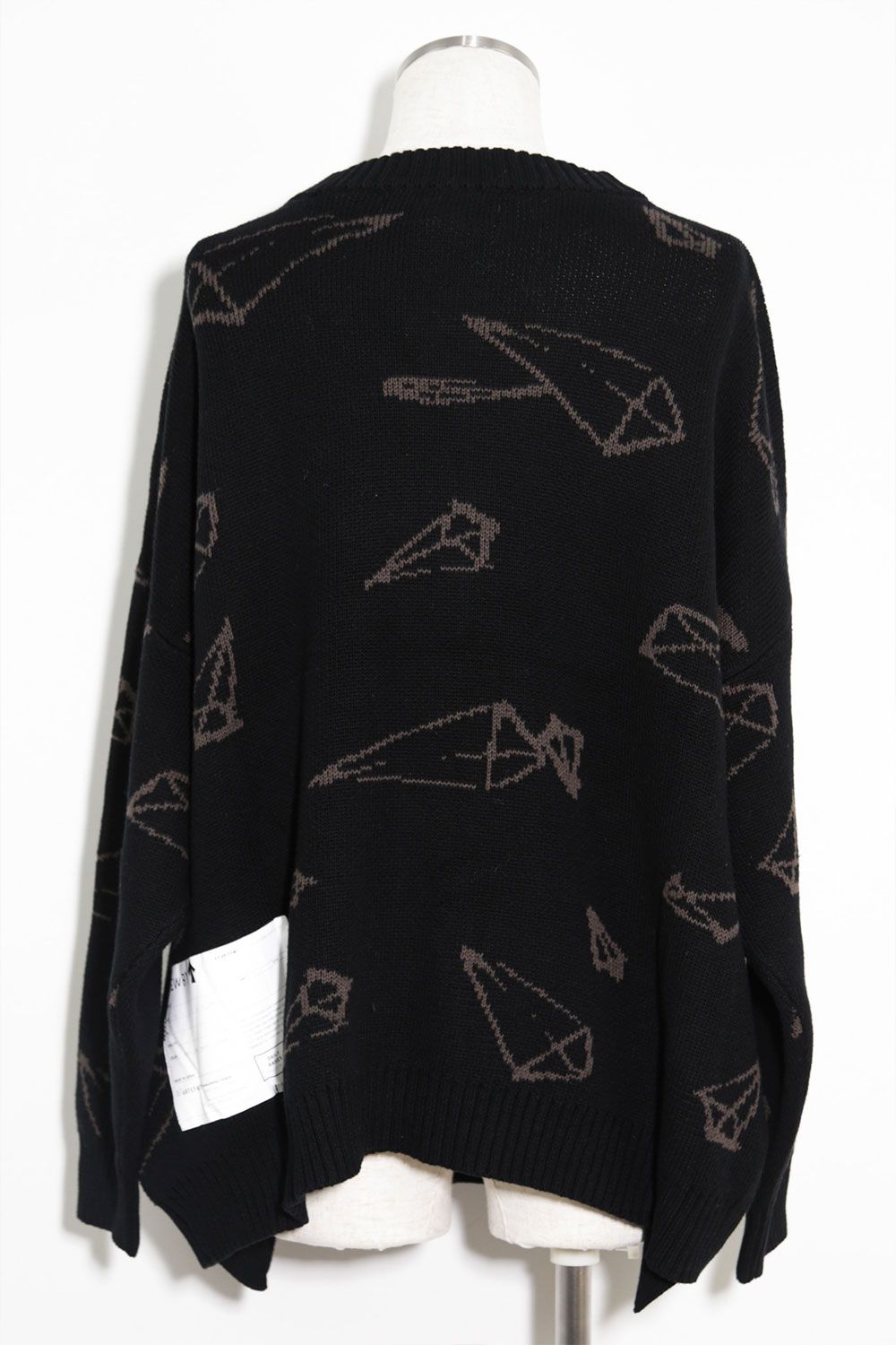 ピラミッド模様オーバーサイズカーディガン / Pyra Pattern Knit Cardigan / ブラック×ブラウン / ag-8010-2