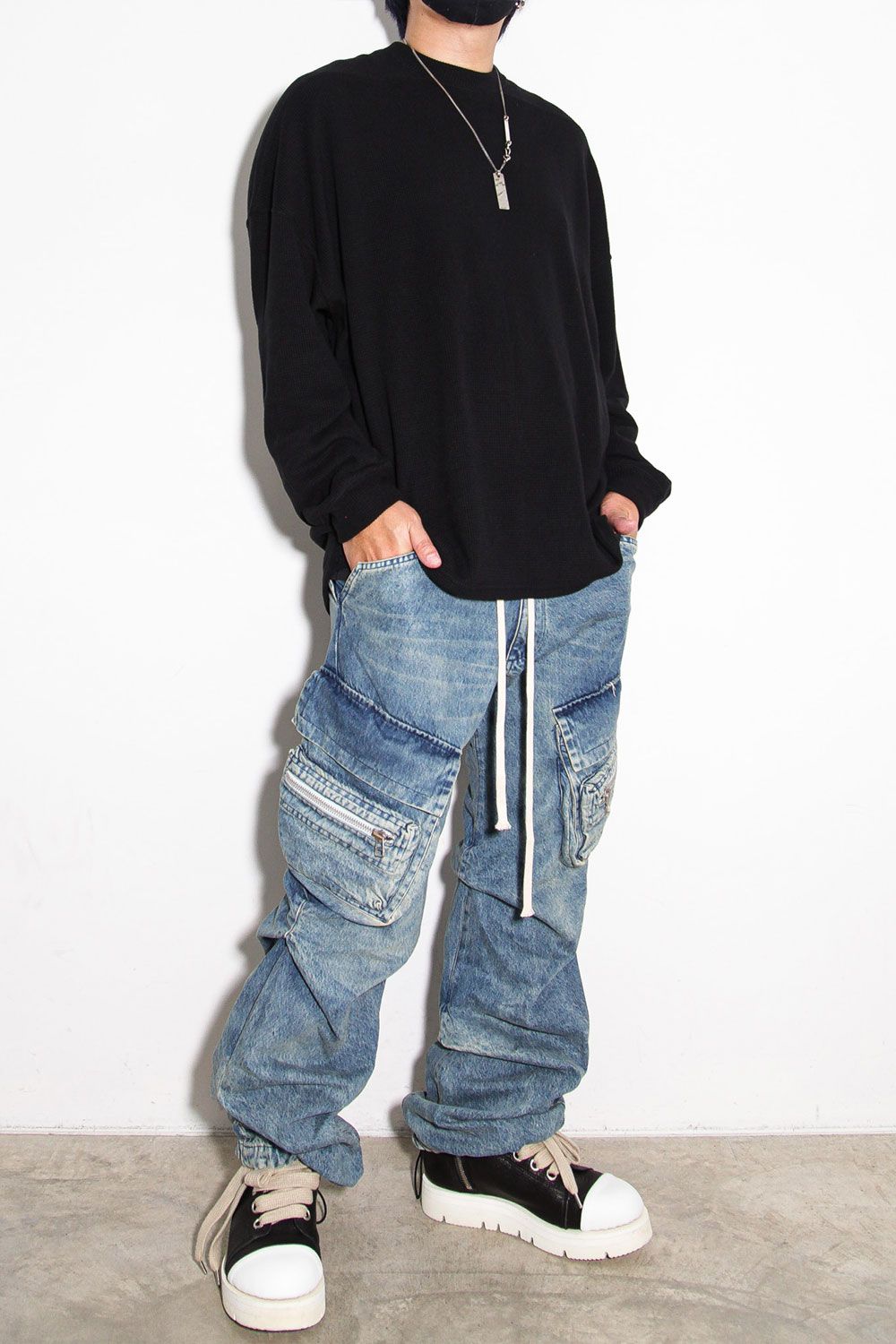リブニットオーバーサイズトップ / Rib Knit Over Size Top / ブラック / ag-10093-2