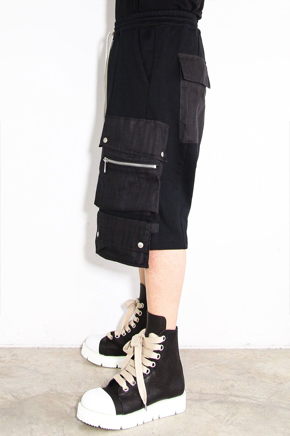 リネンコンビスウェットショーツ / Linen Combi Sweat Shorts / ブラック / ag-11035