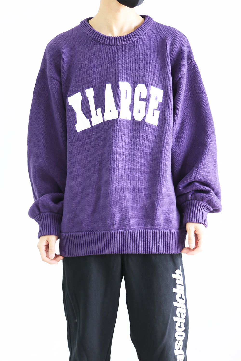 XLARGE - COLLEGE LOGO CREWNECK KNIT / パープル | Tempt