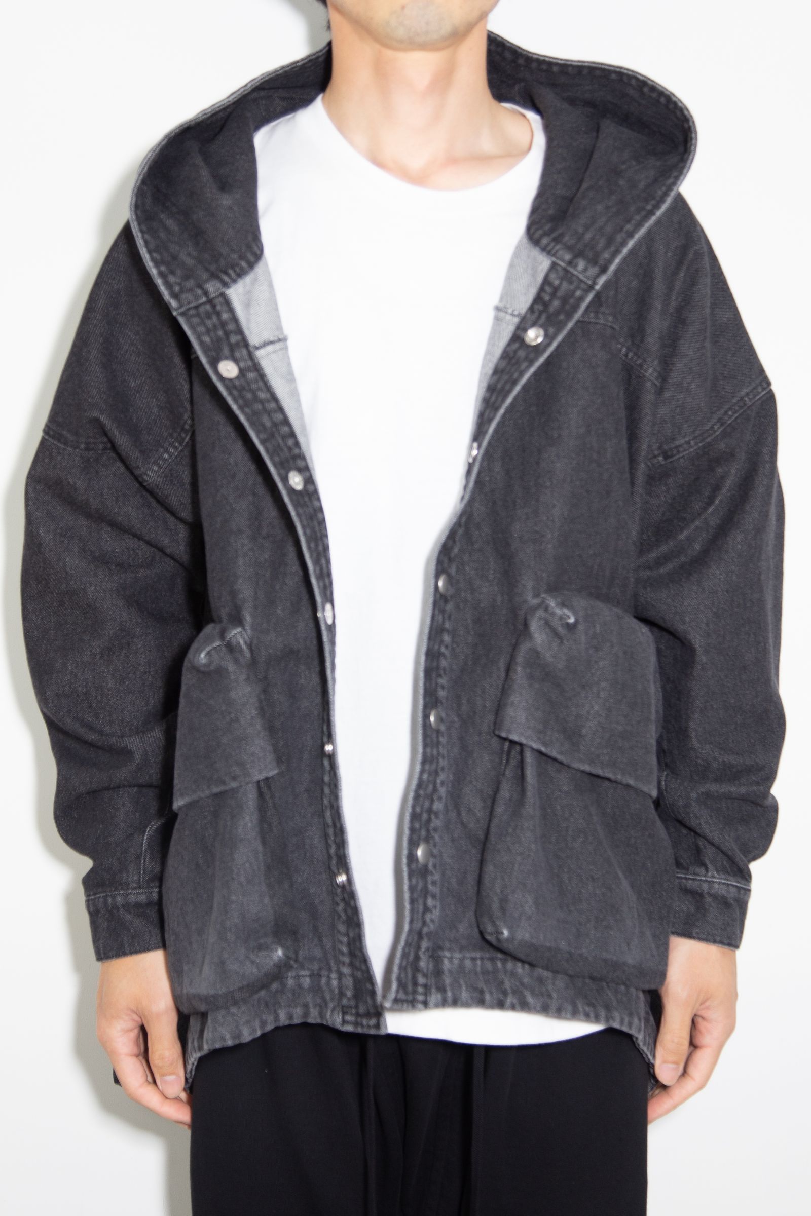 ヴィンテージデニムブルゾン / VintageDenim Hoodie Blouson / ブラック / ag-8030