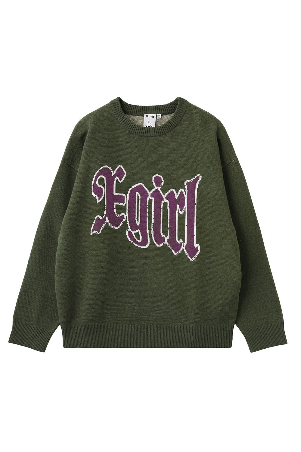 ［ラスト1点］SCRATCHED LOGO JACQUARD KNIT TOP / オリーブ