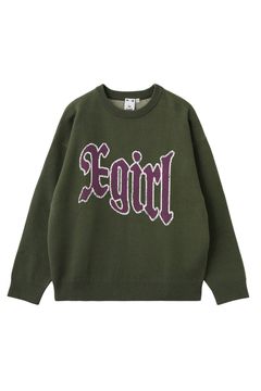 ［ラスト1点］SCRATCHED LOGO JACQUARD KNIT TOP / オリーブ