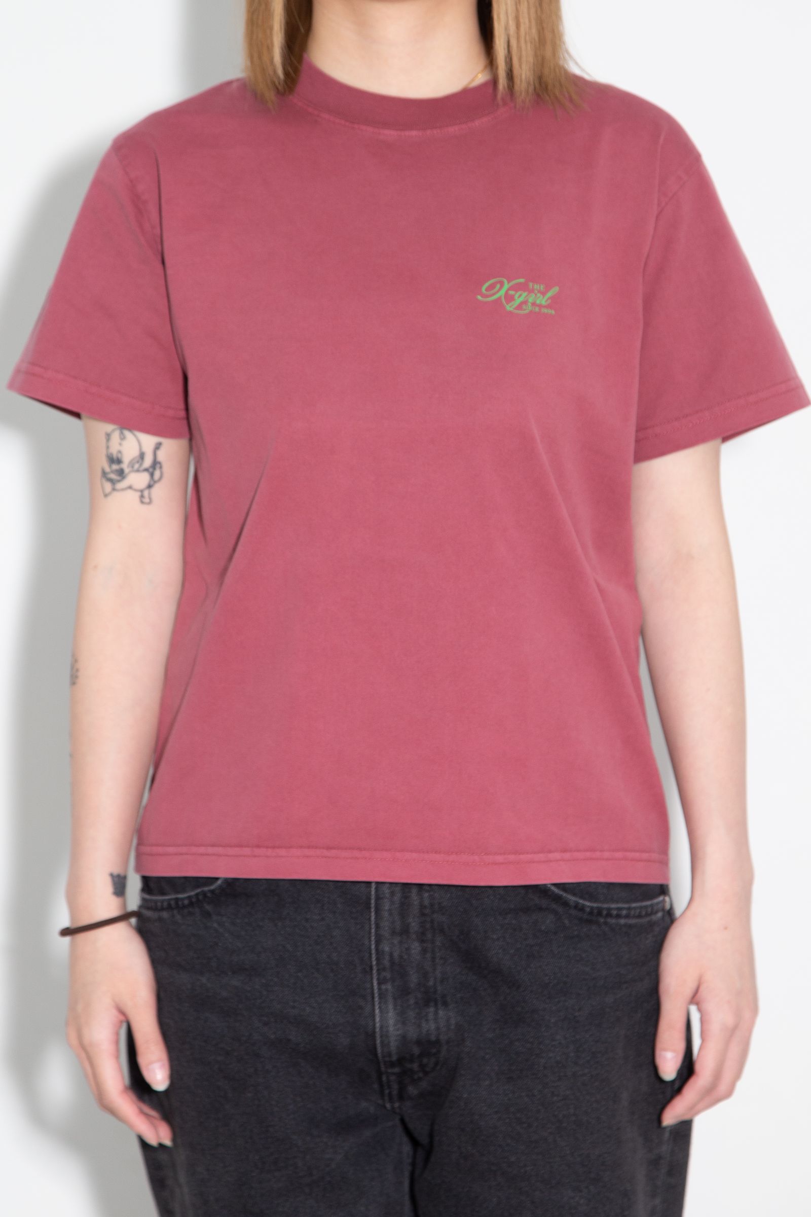 ［ラスト1点 サイズM］FADED TRI-COLOR FACE S/S TEE / バーガンディー