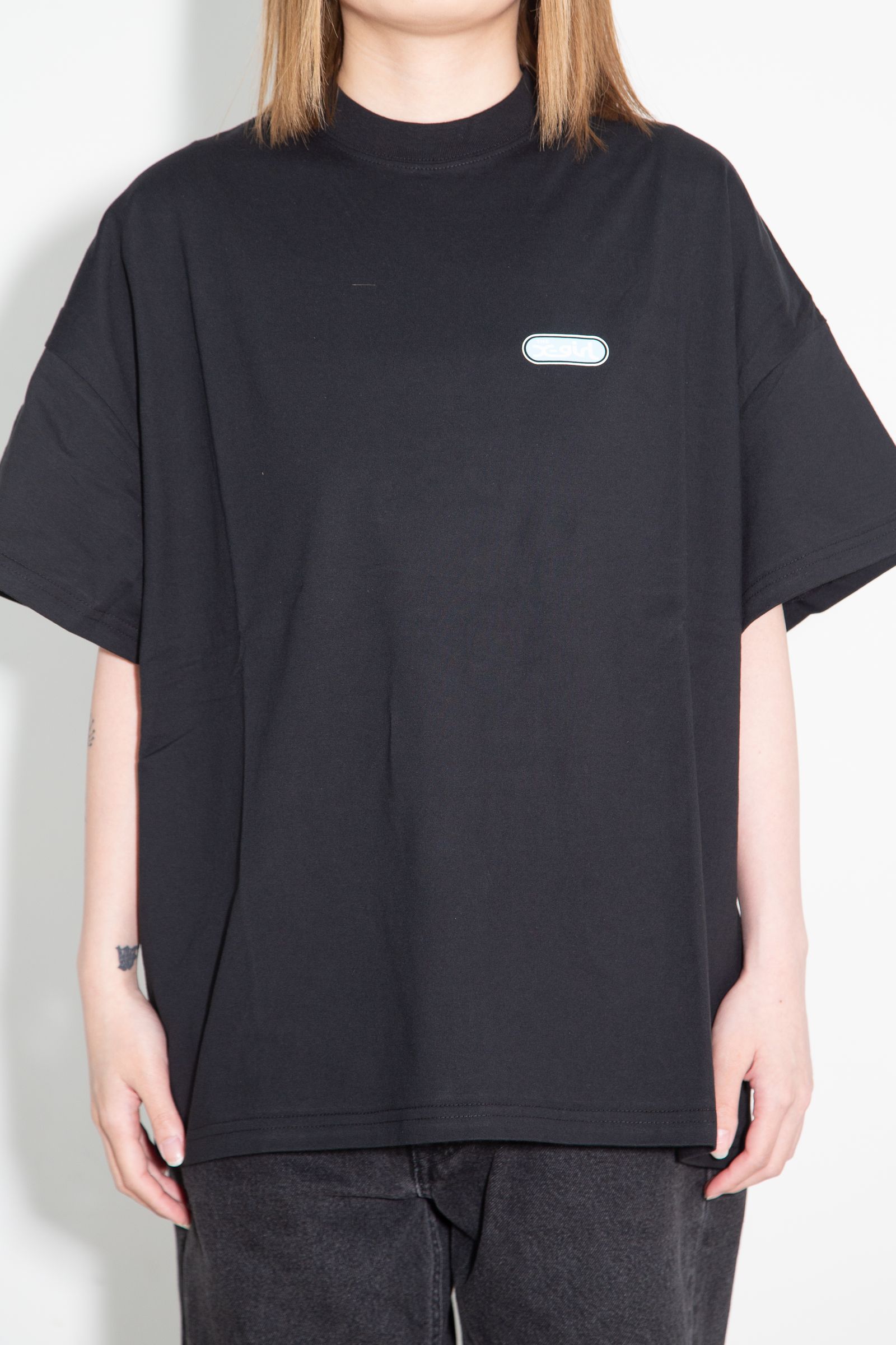 CIRCLE LOGO AND FACE S/S BIG TEE DRESS / ブラック