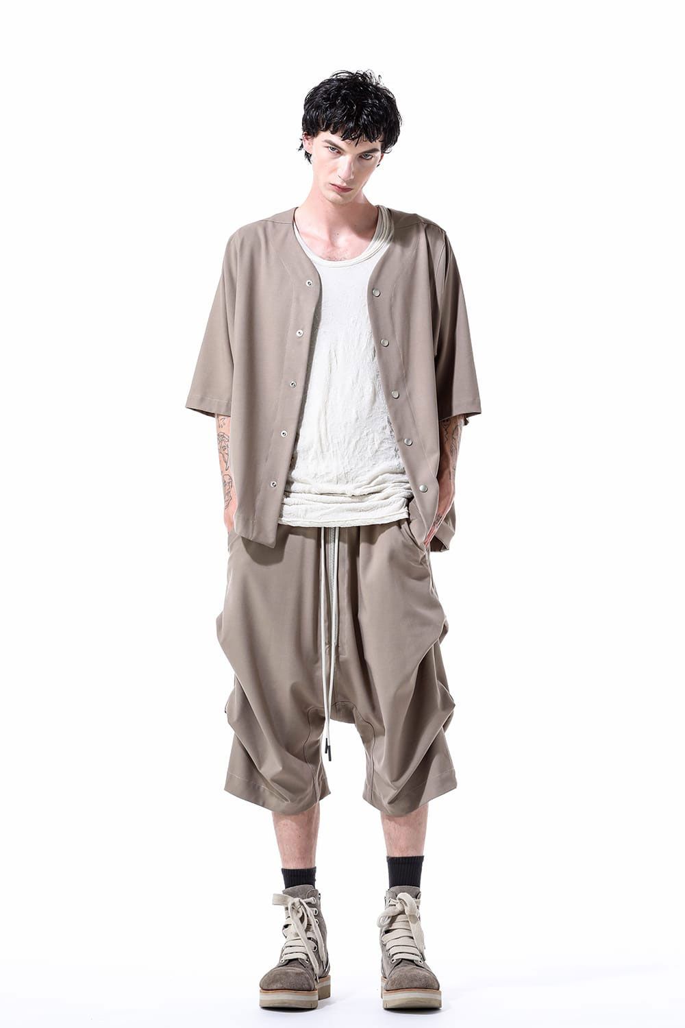 [ラスト1点 サイズ1] サマーウールタックショーツ / Summer Wool Tuck Shorts / ブラック / ag-11020-2
