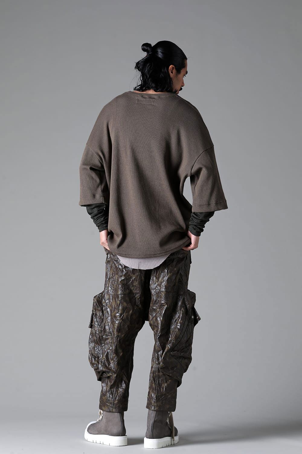LAYERED CREW NECK TOP / ダークグレー