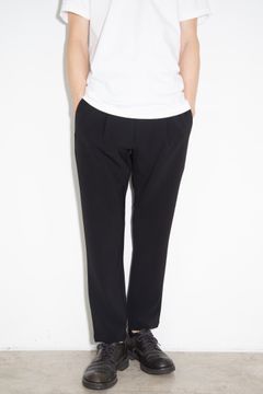 PE STRETCH DOUBLE CLOTH REGULAR FIT EASY TROUSERS / ブラック
