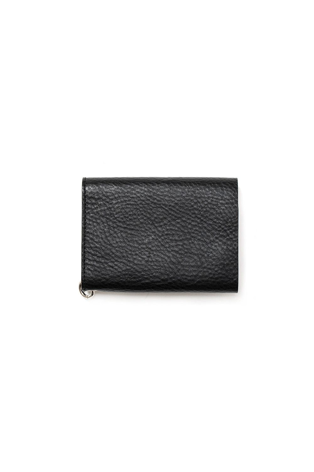 STUDS LEATHER FLAP HALF WALLET / ブラック