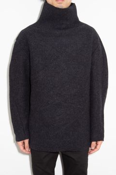 WO FLEECE BOTTLE NECK PULLOVER / ダークグレー