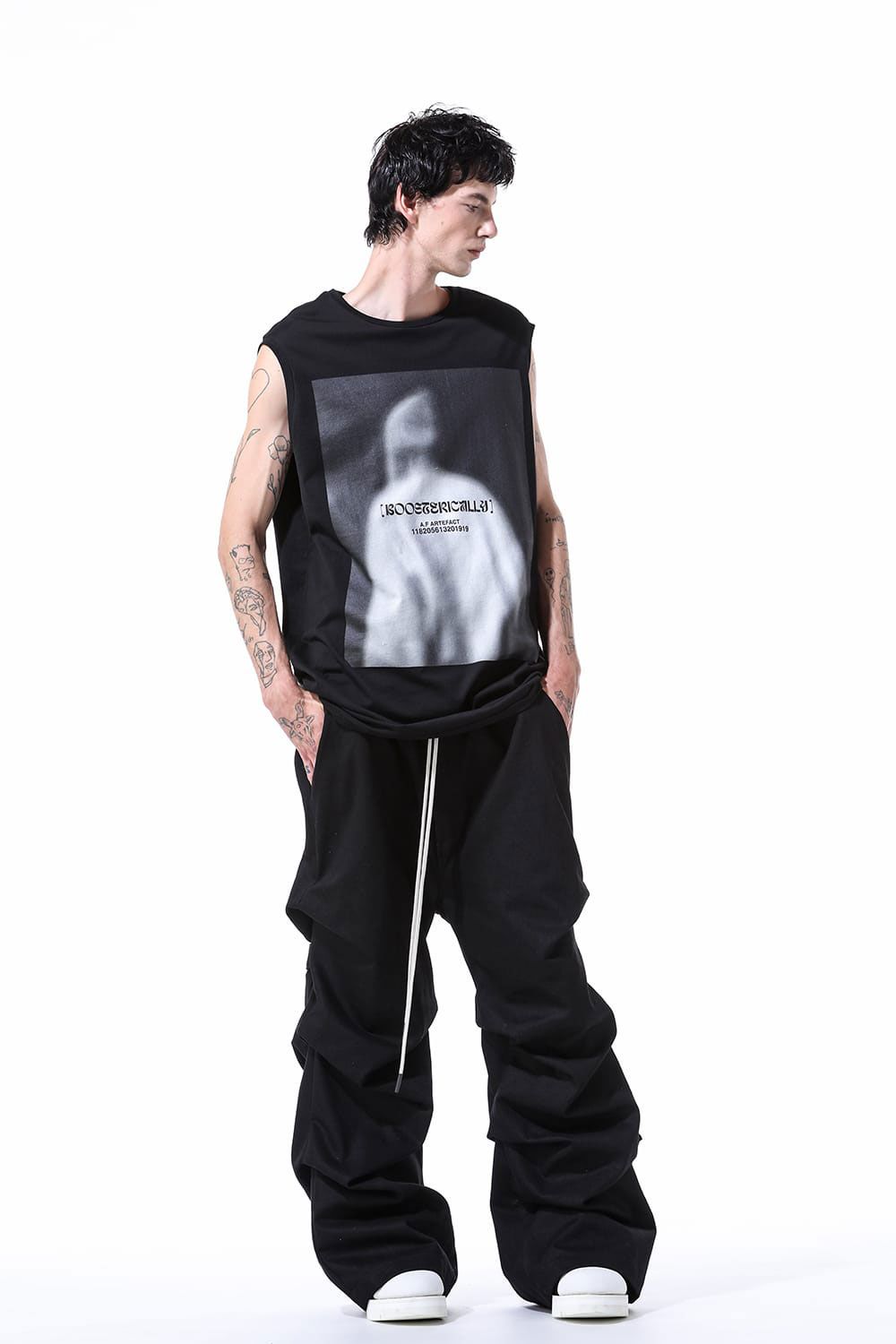 デニムタックワイドパンツ / Denim Tuck Wide Pants / ブラック / ag-10080-3