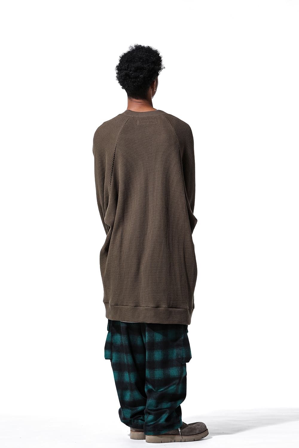 Waffle Dolman Long Pullover / ブラック