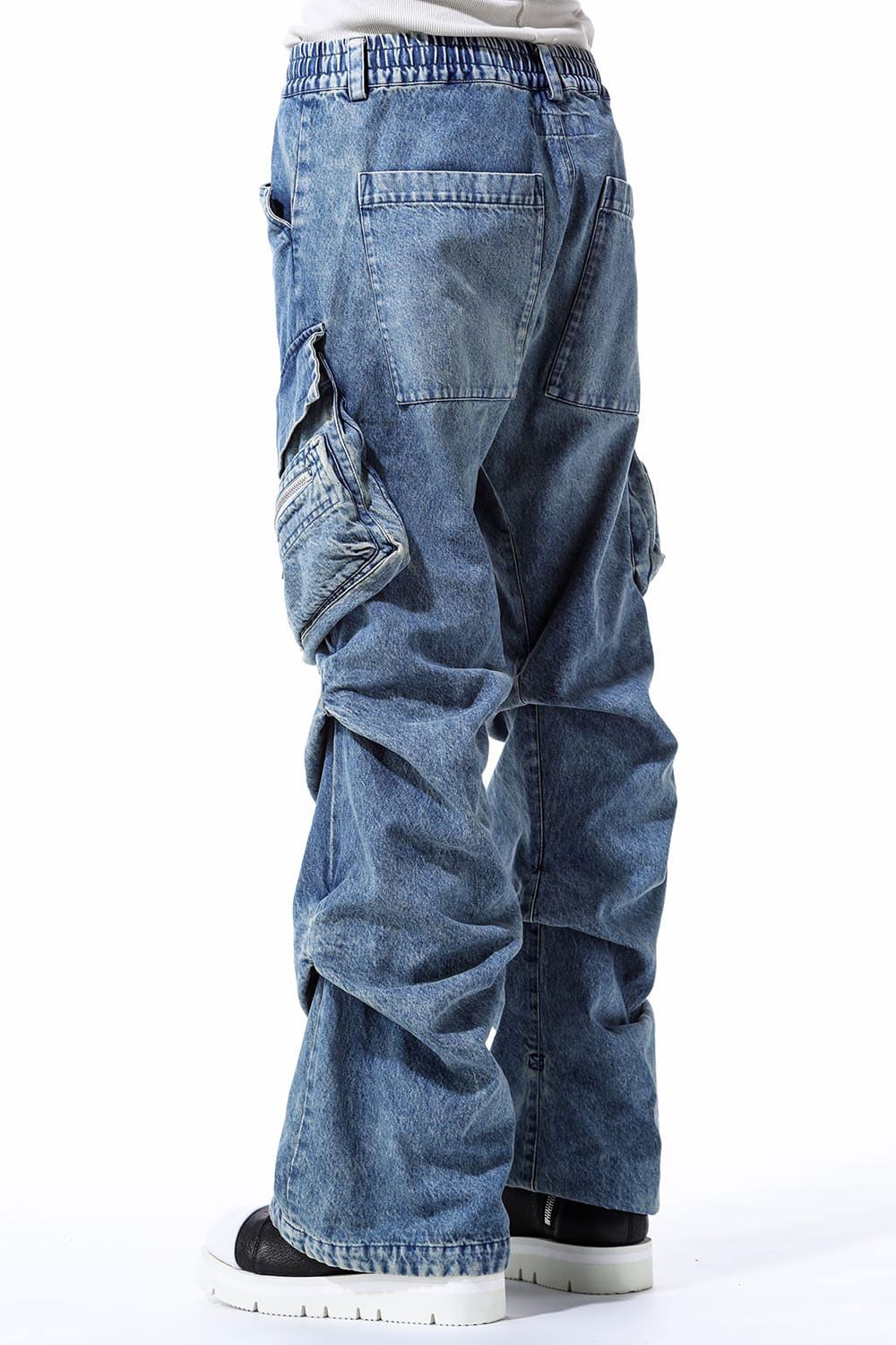 デニムカーゴタックバギーパンツ / Denim Cargo Tuck Baggy Pants / ブラック / ag-11018-3