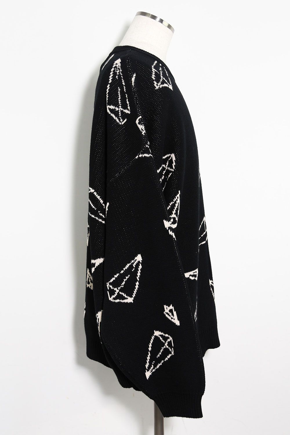 ピラミッド模様リラックスフィットニット / Pyra Pattern Knit Top / ブラック×アイボリー / ag-8009-1