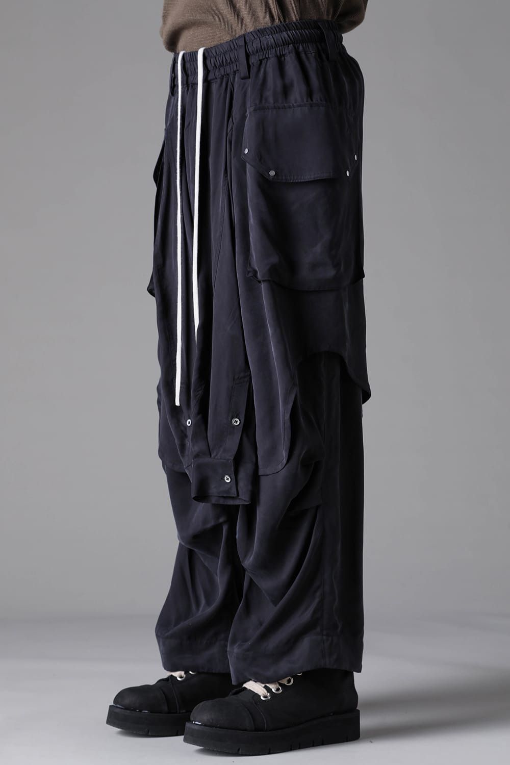 Satin Wrap Skirt Wide Pants
