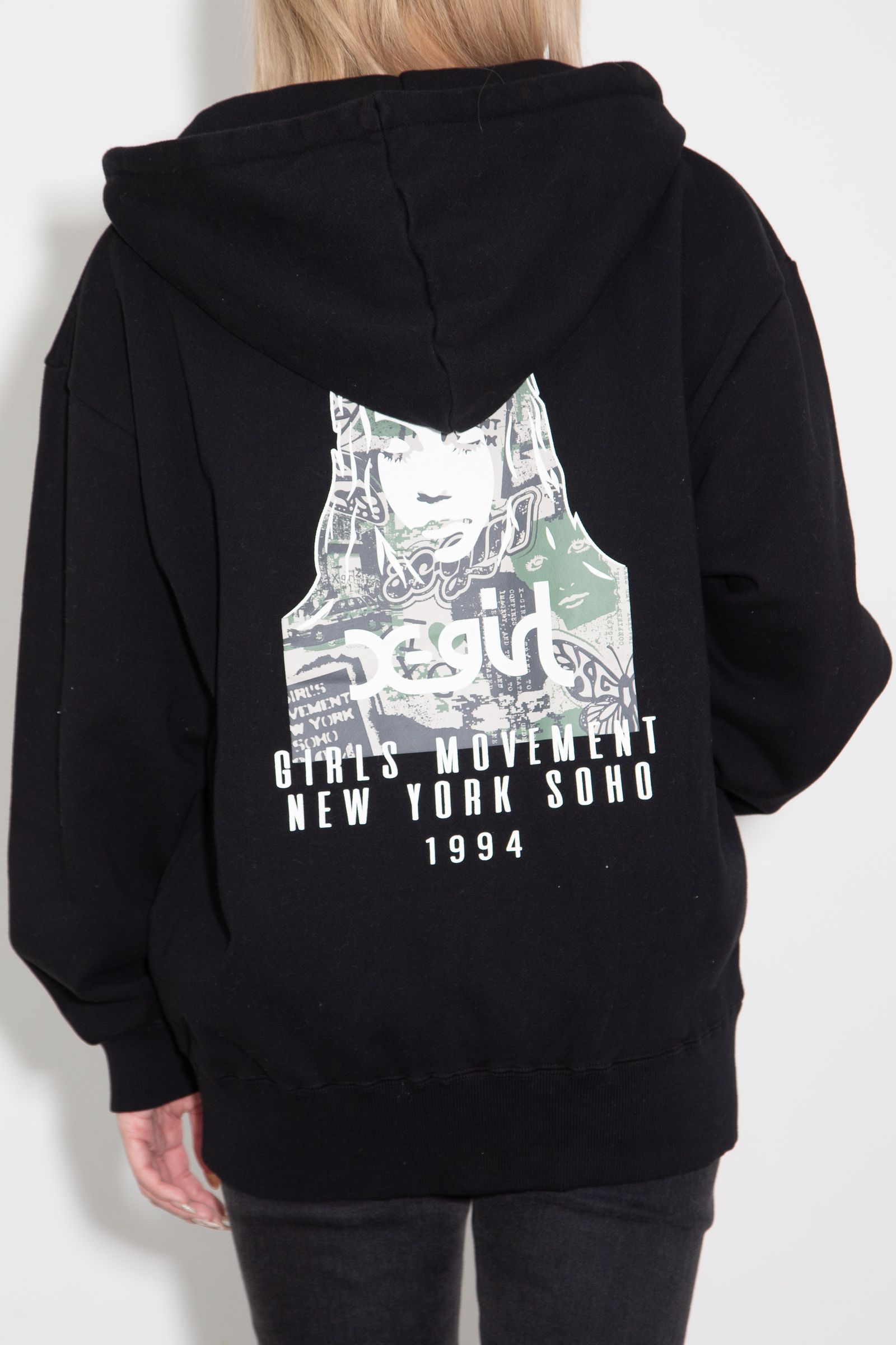 COLLAGE CAMO FACE ZIP UP SWEAT HOODIE / ブラック