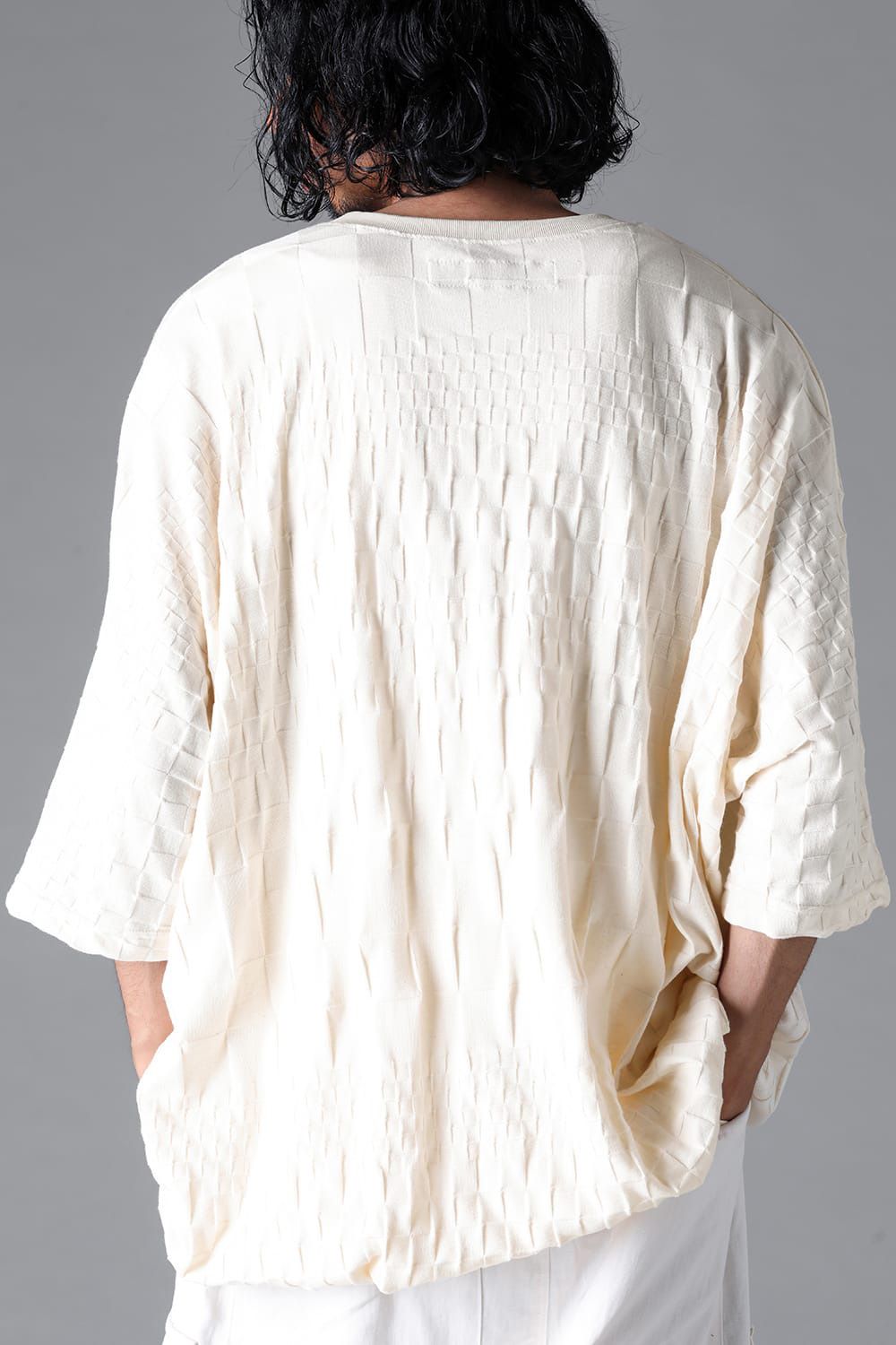 GRADIENT PLAID PATTERN DOLMAN TEE / ブラック