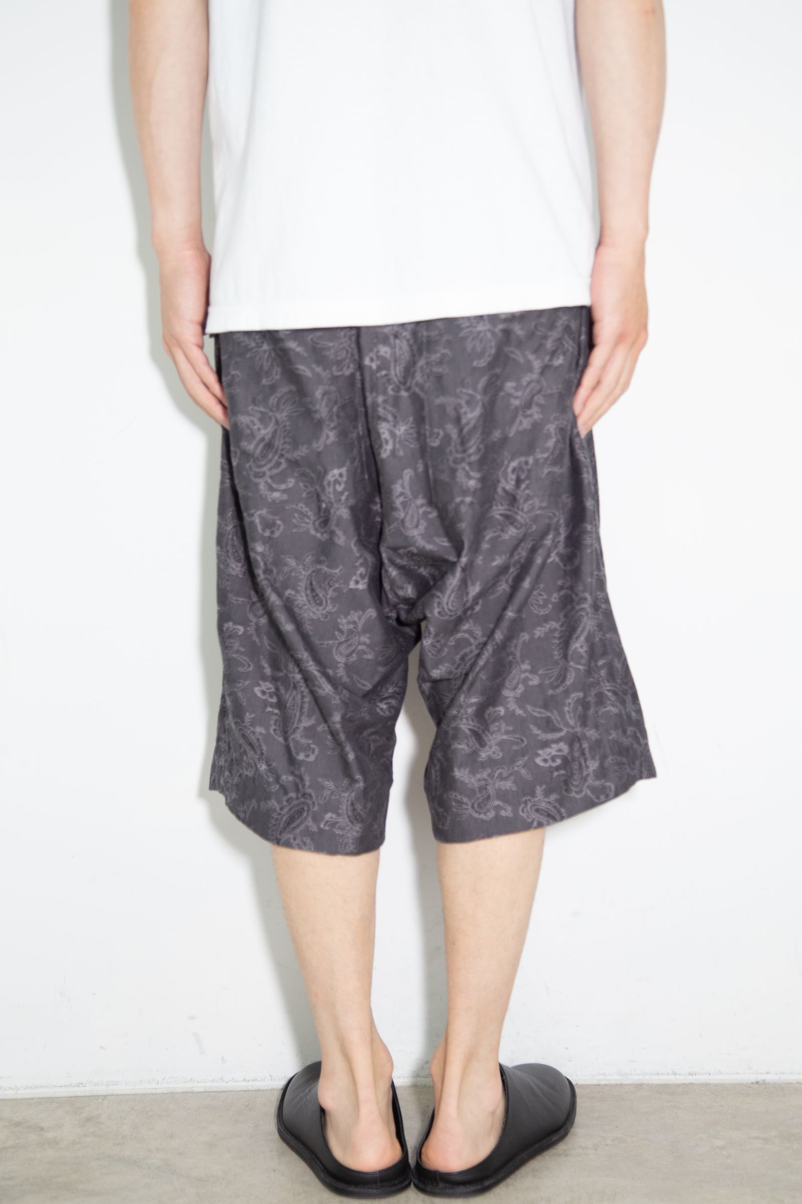 ペイズリー袴タックショーツ / Paisley Front Zip Tuck Shorts / ダークグレー / ag-9061-1